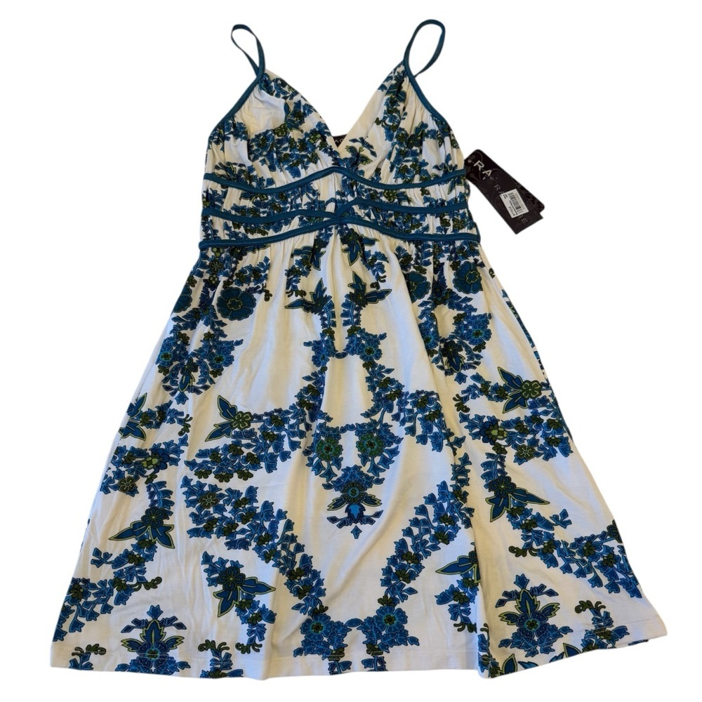 NWT 90’s Rampage Teal and White Floral Mini Dress, Adjustable Spaghetti Straps